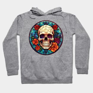 Stained Glass Floral Skull #6 Hoodie